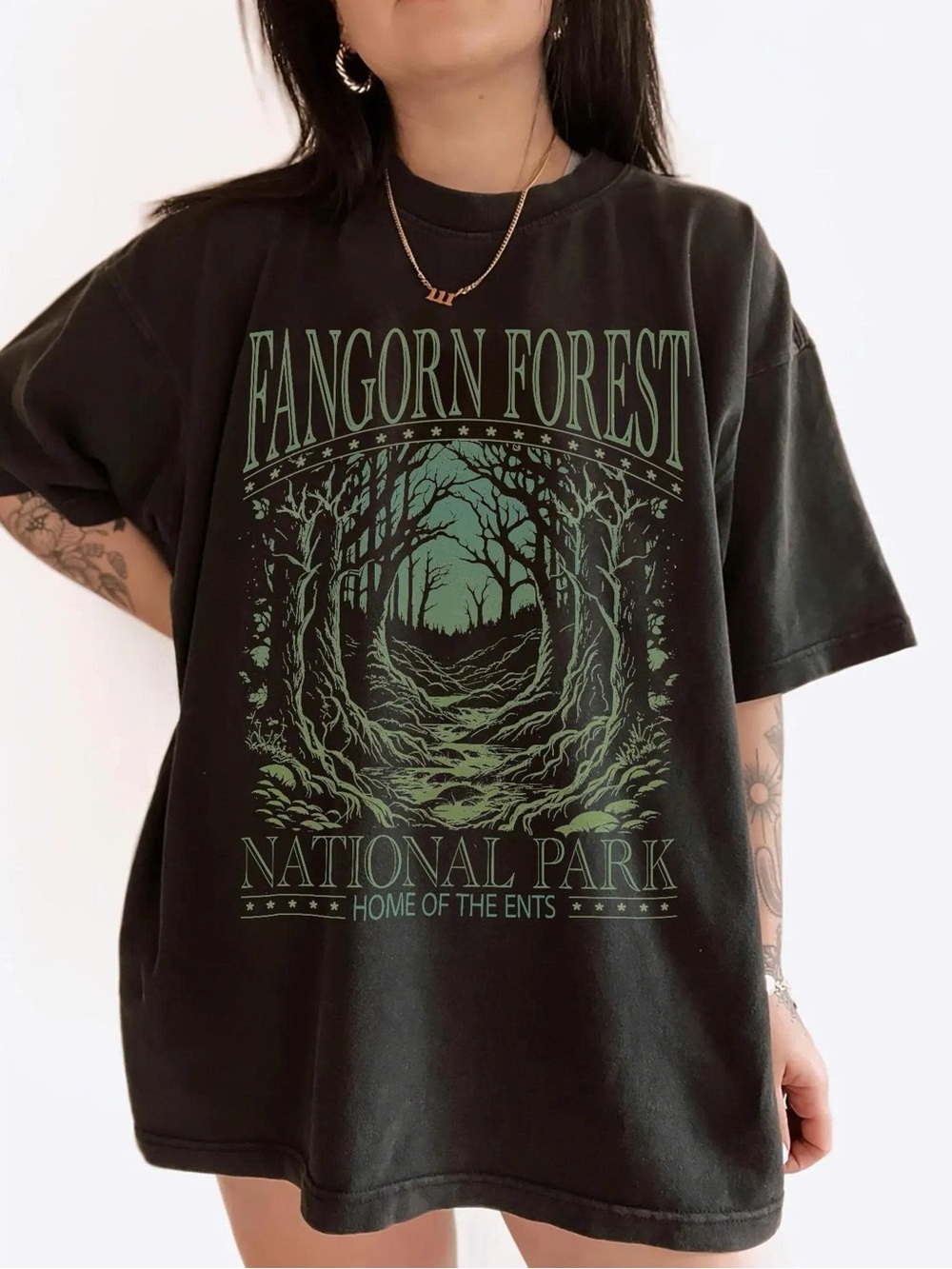 Fangorn Forest Black Graphic Tee - National Park Design